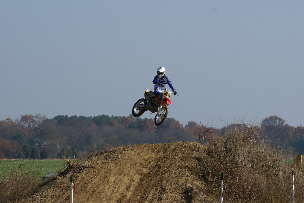 Rider clearing the step-down jump at CCDR